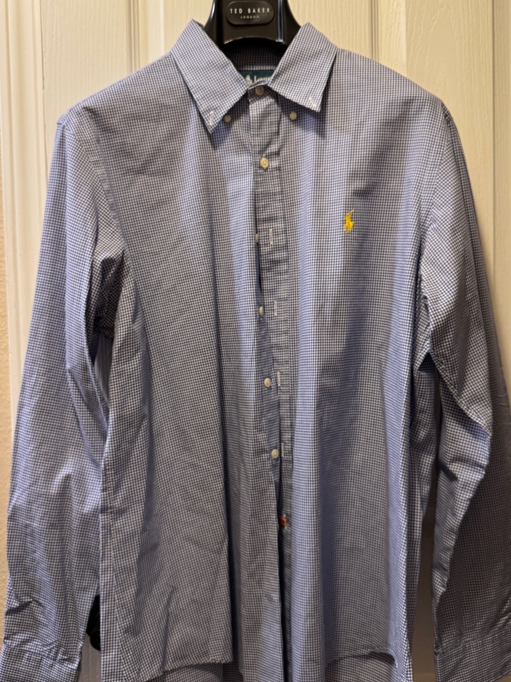 Ralph Lauren Light Blue Micro-Check Button-Down Dress Shirt - L